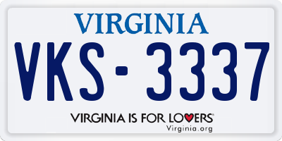 VA license plate VKS3337