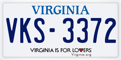 VA license plate VKS3372