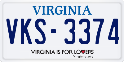VA license plate VKS3374