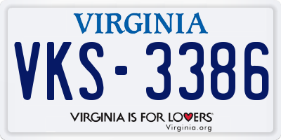 VA license plate VKS3386