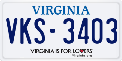 VA license plate VKS3403