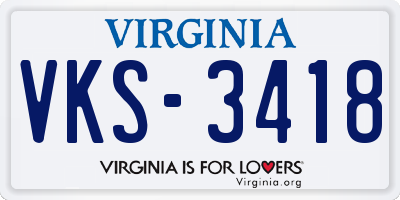 VA license plate VKS3418