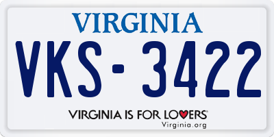 VA license plate VKS3422