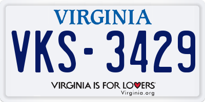 VA license plate VKS3429