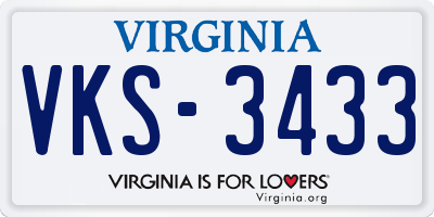 VA license plate VKS3433