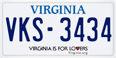 VA license plate VKS3434