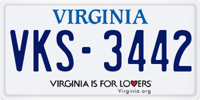 VA license plate VKS3442