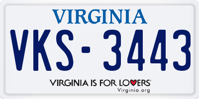 VA license plate VKS3443