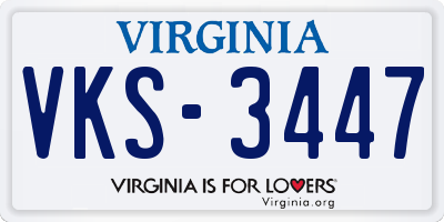 VA license plate VKS3447