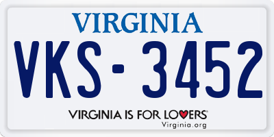 VA license plate VKS3452