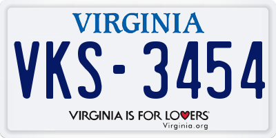 VA license plate VKS3454