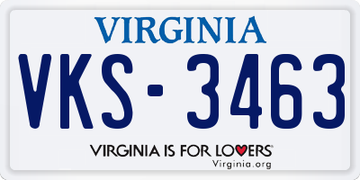 VA license plate VKS3463
