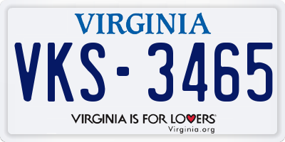 VA license plate VKS3465
