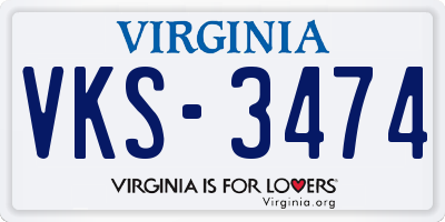 VA license plate VKS3474