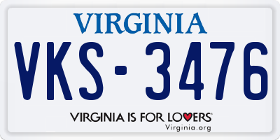 VA license plate VKS3476