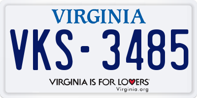 VA license plate VKS3485