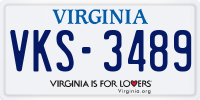 VA license plate VKS3489
