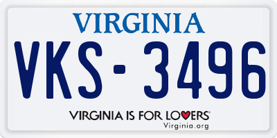 VA license plate VKS3496