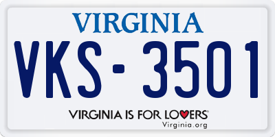 VA license plate VKS3501