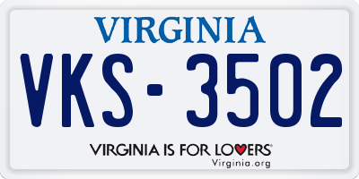 VA license plate VKS3502