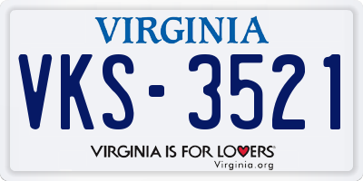 VA license plate VKS3521