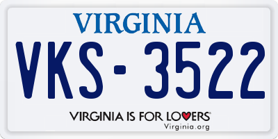 VA license plate VKS3522