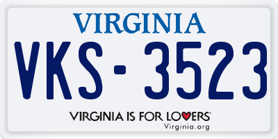 VA license plate VKS3523