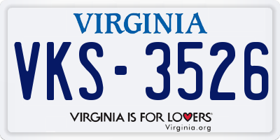 VA license plate VKS3526