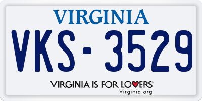 VA license plate VKS3529