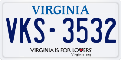 VA license plate VKS3532