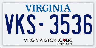 VA license plate VKS3536