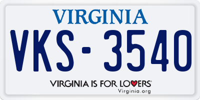 VA license plate VKS3540