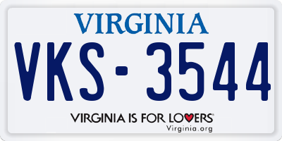 VA license plate VKS3544
