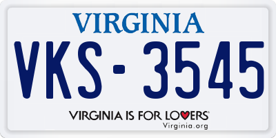 VA license plate VKS3545