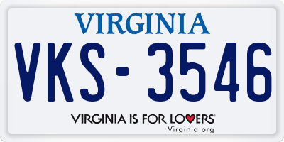 VA license plate VKS3546