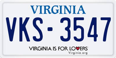 VA license plate VKS3547
