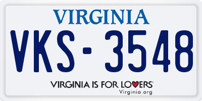 VA license plate VKS3548