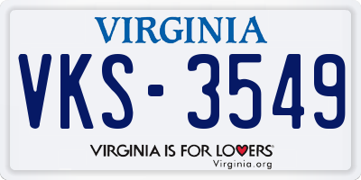 VA license plate VKS3549