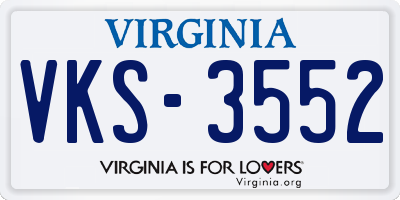 VA license plate VKS3552
