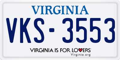 VA license plate VKS3553