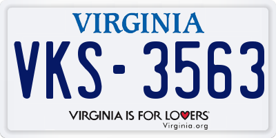VA license plate VKS3563