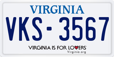 VA license plate VKS3567