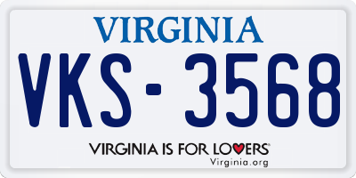 VA license plate VKS3568