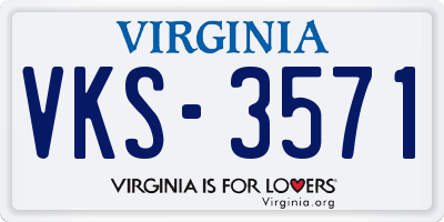 VA license plate VKS3571