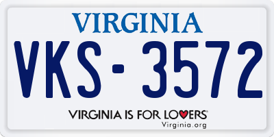 VA license plate VKS3572