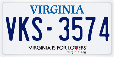 VA license plate VKS3574