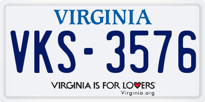 VA license plate VKS3576