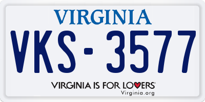 VA license plate VKS3577