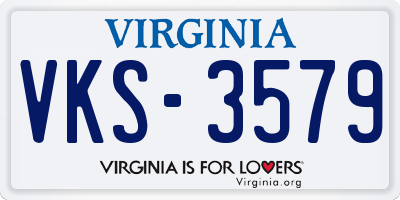 VA license plate VKS3579
