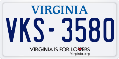 VA license plate VKS3580